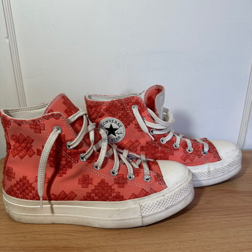 Converse Chuck Taylor All Star Platform High Top Sneakers Coral Pink Women 9